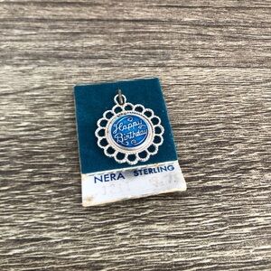 Vtg NOS Sterling Silver Happy Birthday Pendant